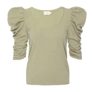 Nation LTD Julietta ruched sleeve tee in Safari